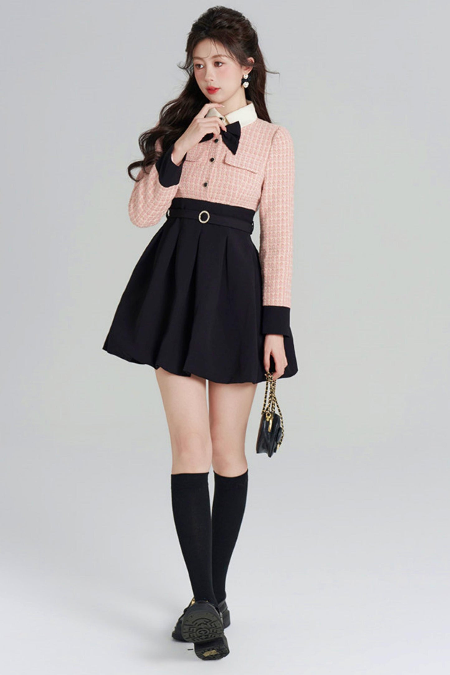 Woolen Floral Two-Piece Dress