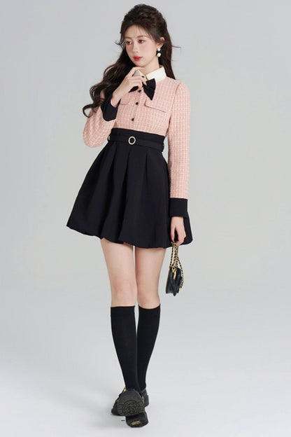 Woolen Floral Two-Piece Dress