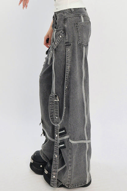 Decadent Punk Strap Denim Pants