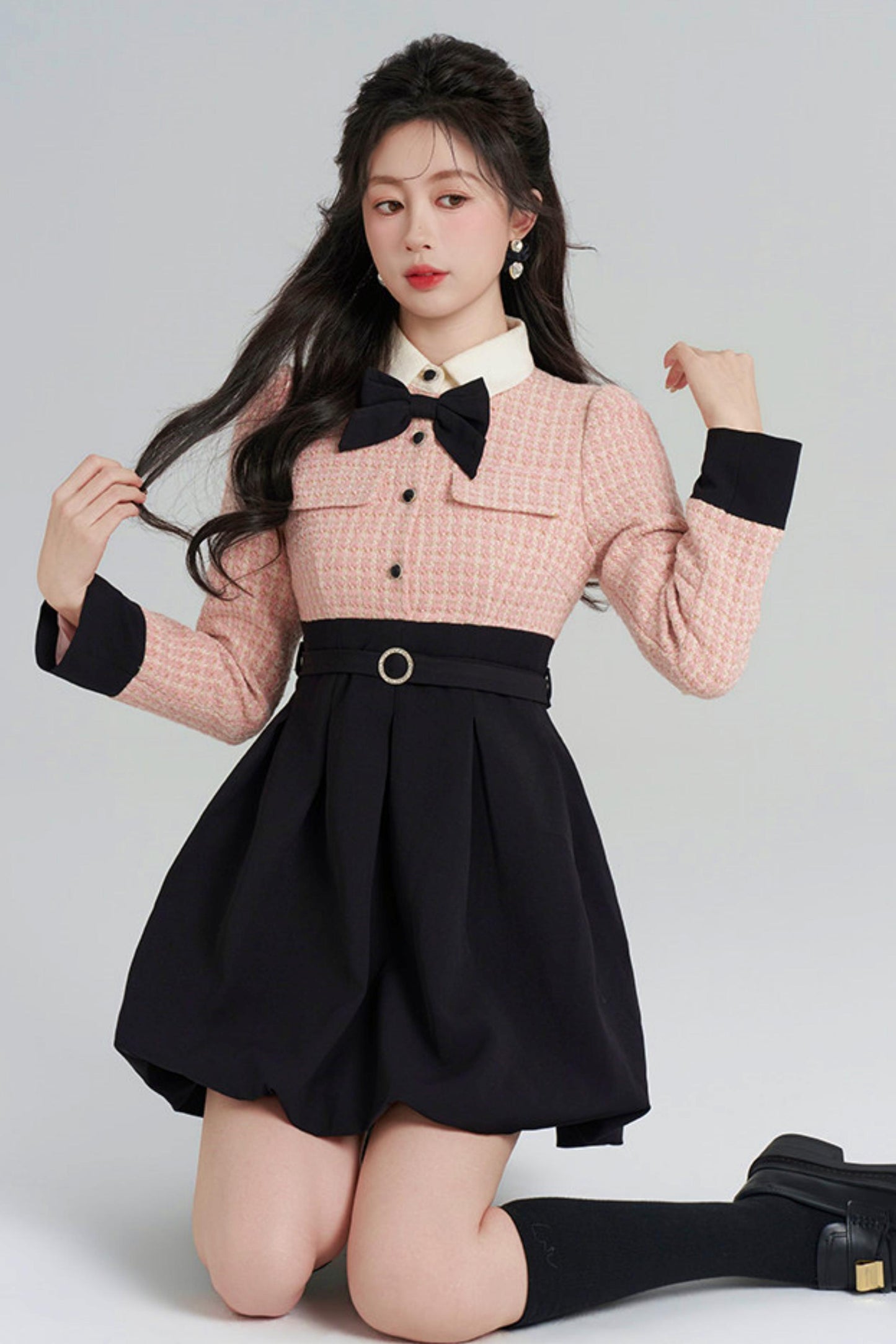 Woolen Floral Two-Piece Dress