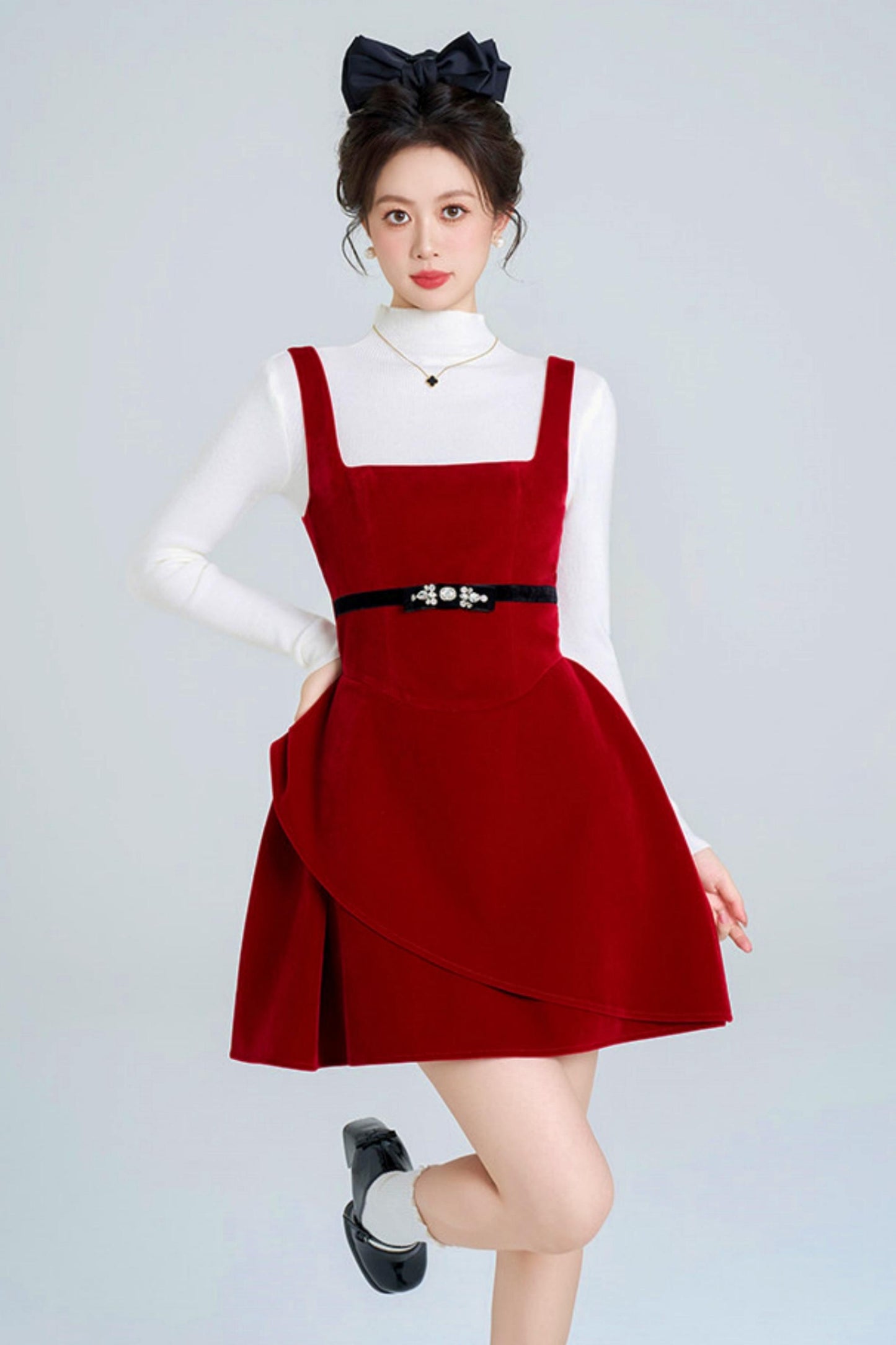 Red Velvet Bubble Dress + Top
