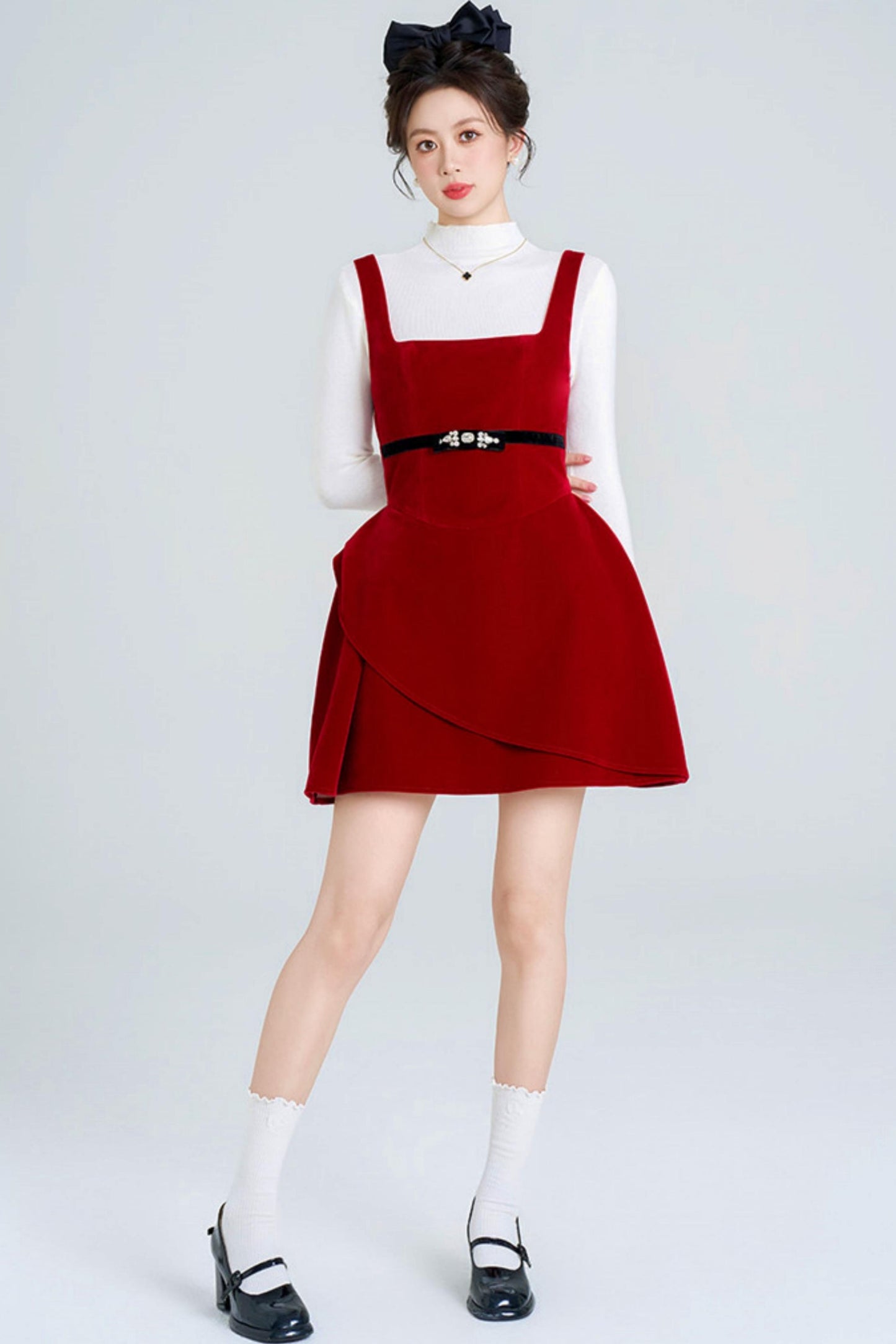 Red Velvet Bubble Dress + Top