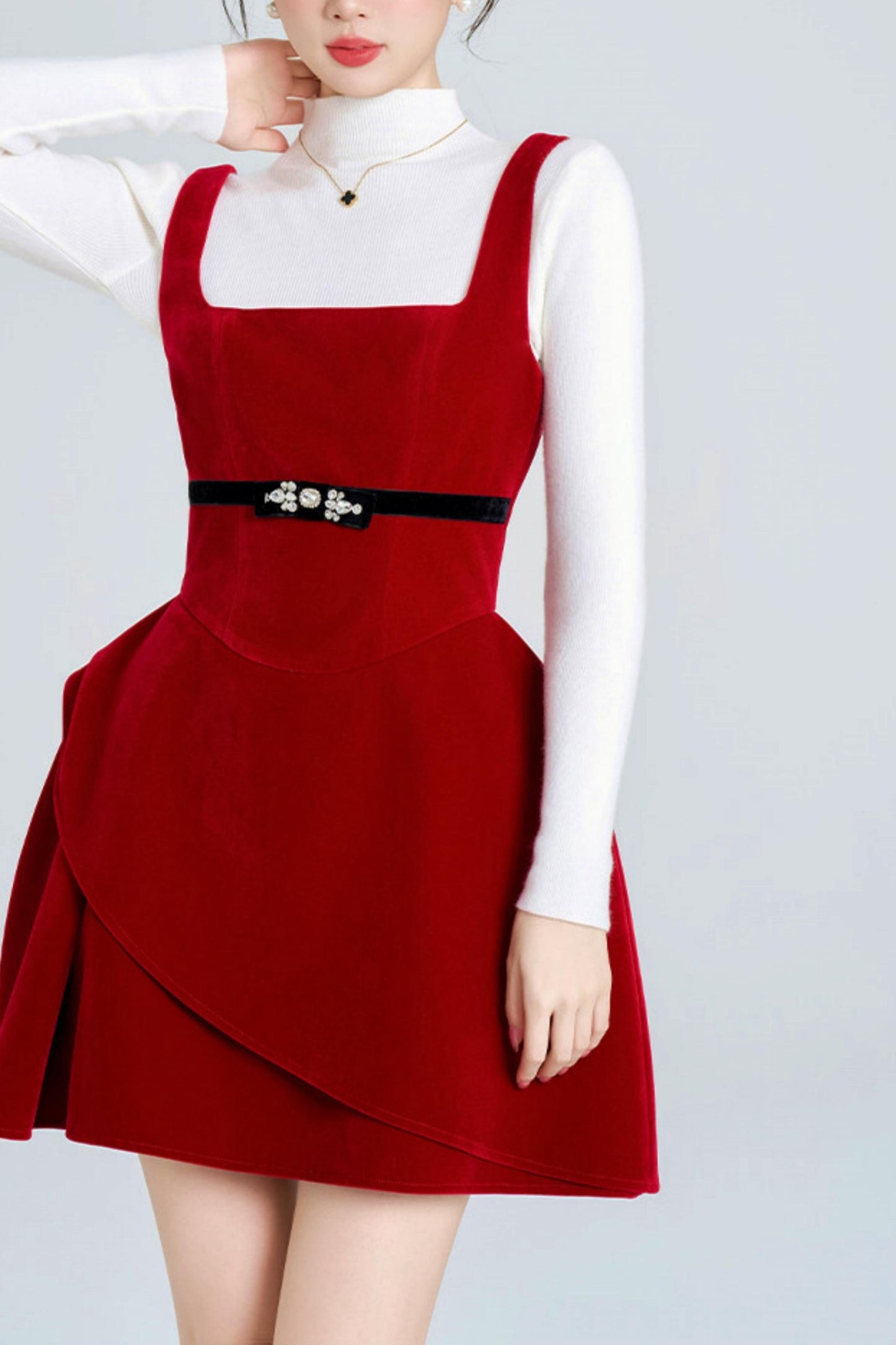 Red Velvet Bubble Dress + Top