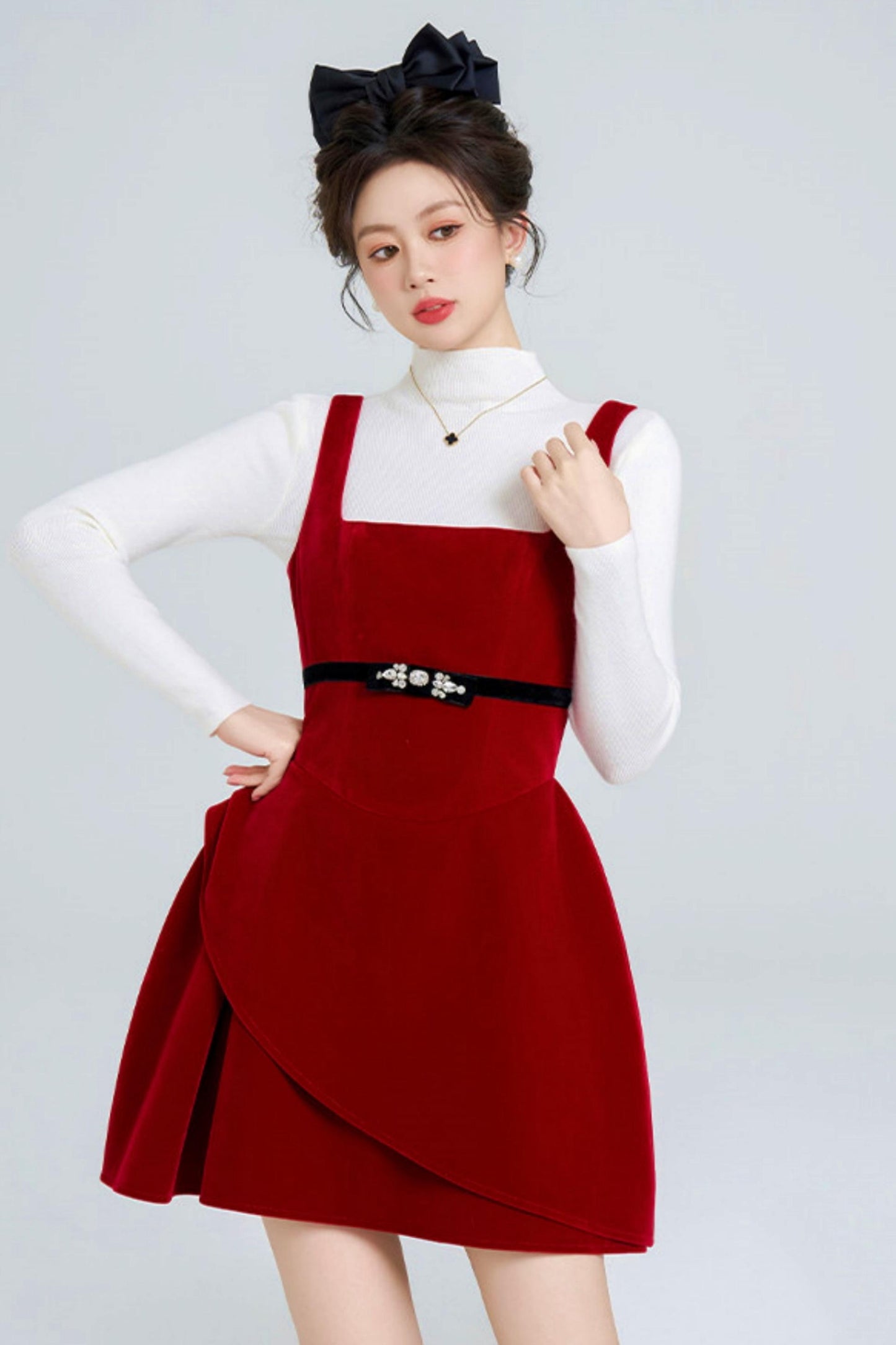 Red Velvet Bubble Dress + Top