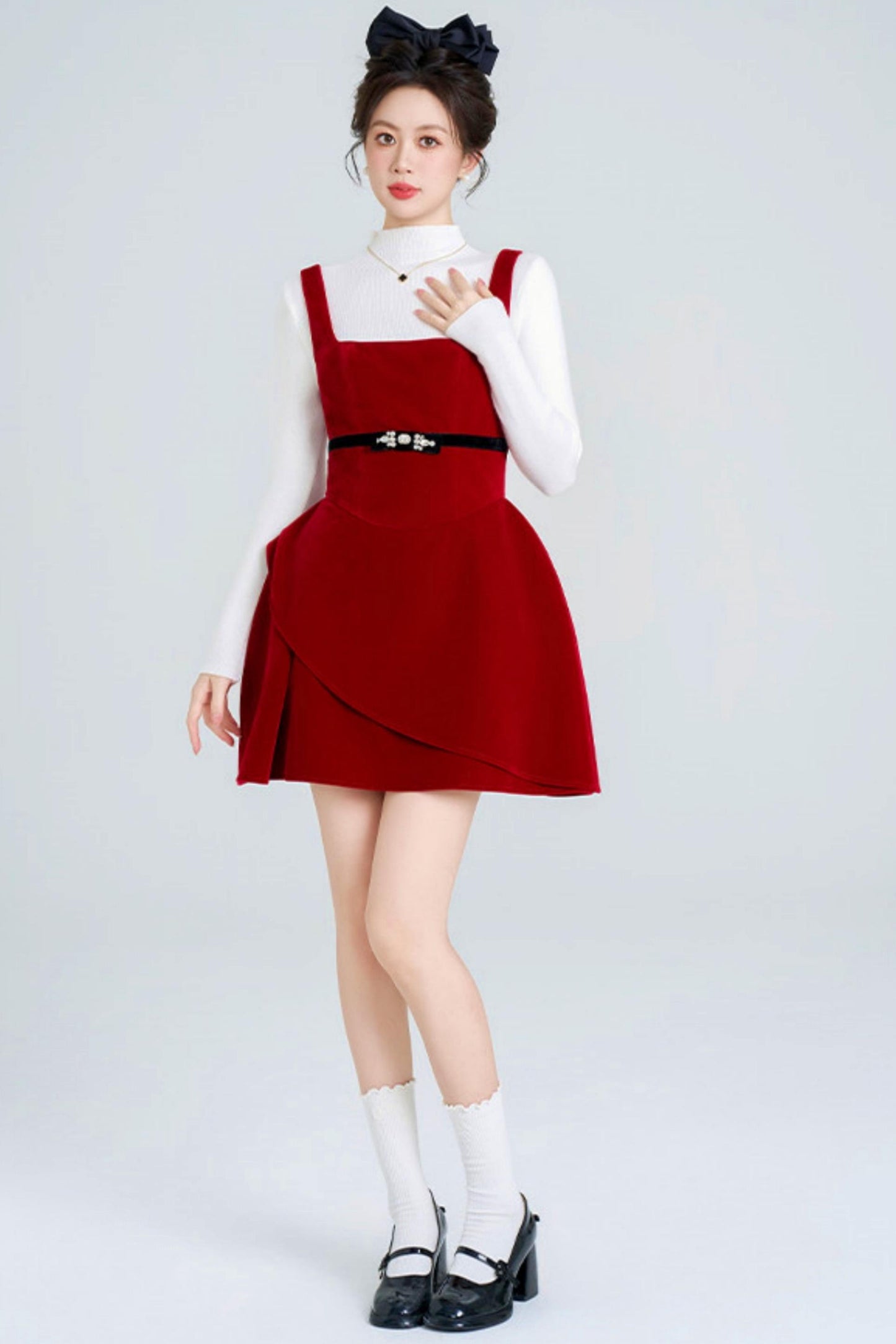 Red Velvet Bubble Dress + Top