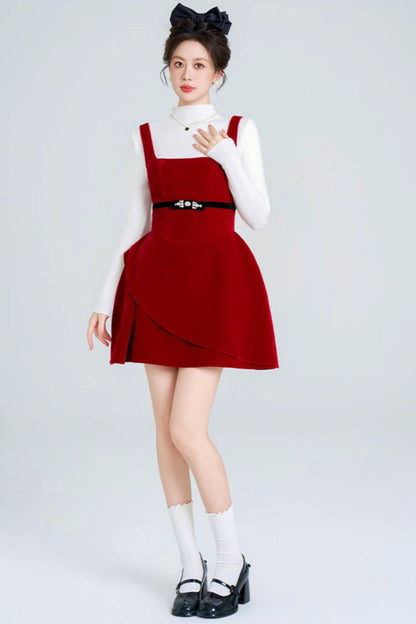 Red Velvet Bubble Dress + Top