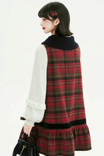 ヴィンテージレッドチェックドレス