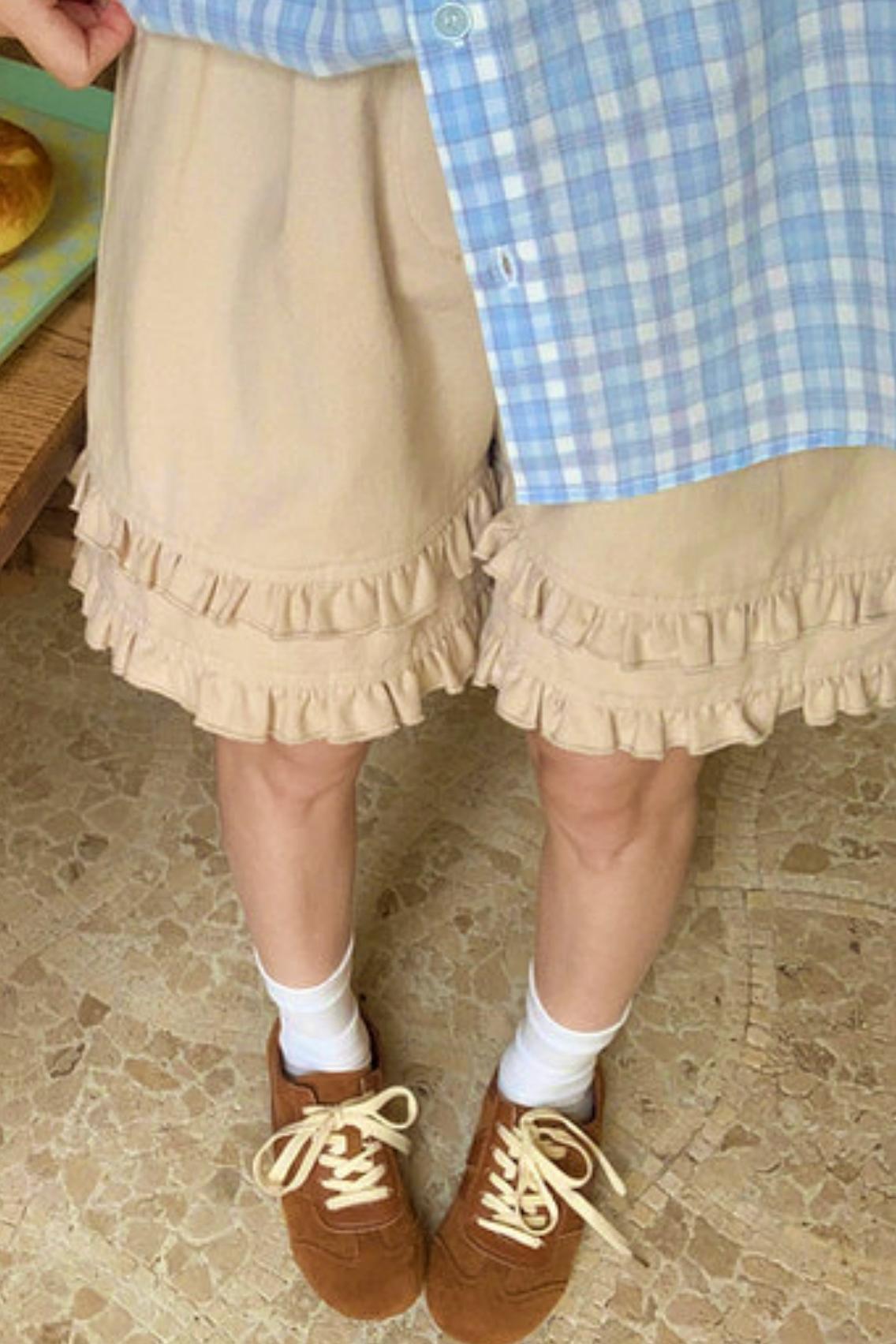 더블 레이어 프릴 반바지