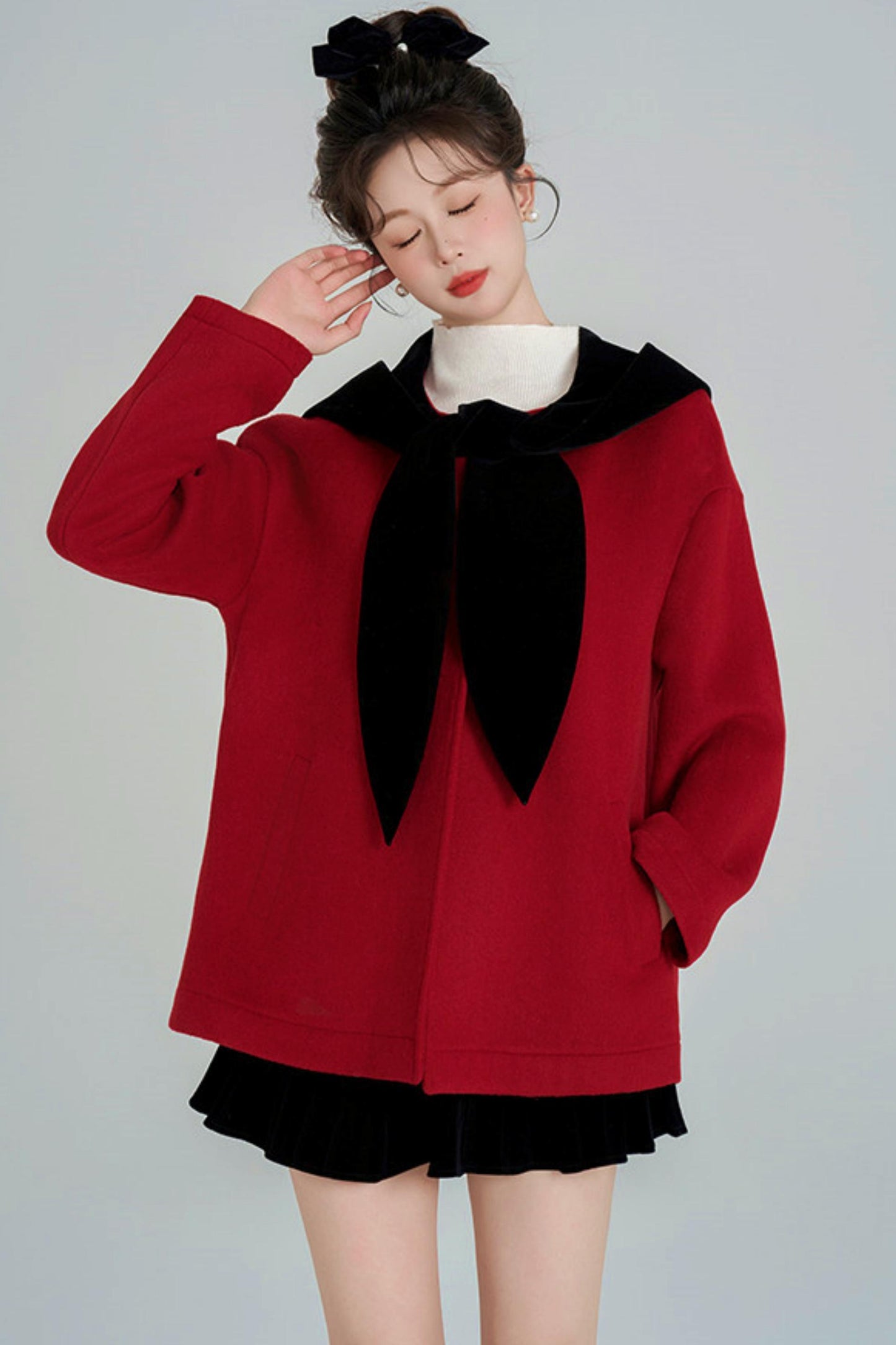 Shawl Hood Style Flare Coat