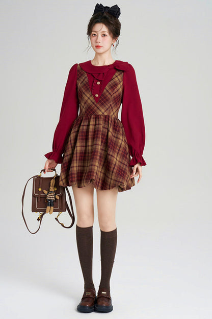 Retro Plaid Sweet Dress