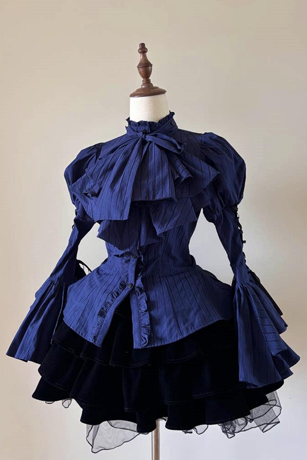 Princess Sleeve Gothic Striped Lolita Blouse