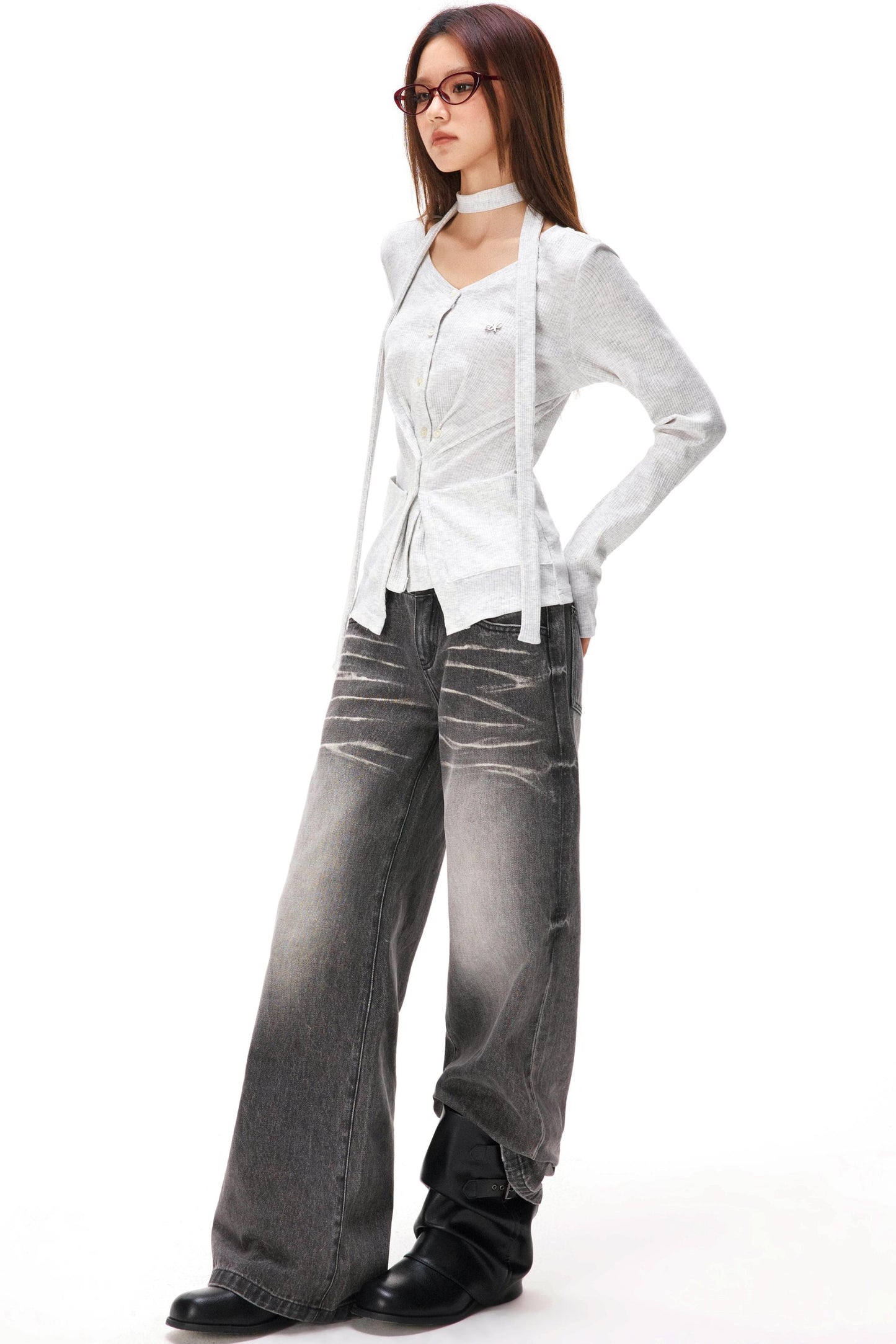 ファインリブドニットカーディガン