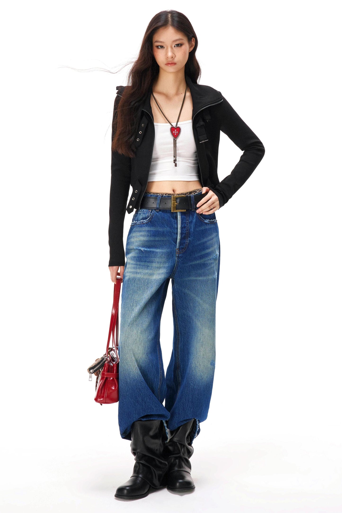 ディストレストウォッシュドデニムパンツ