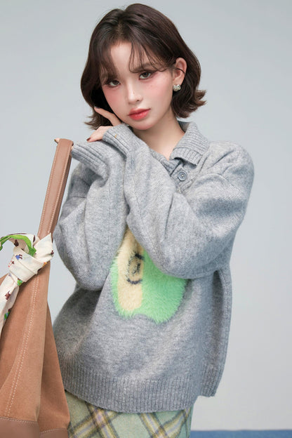 アップルラペルカラーセーター