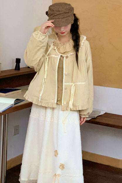 Mori Lace Trim Cotton Jacket + Skirt