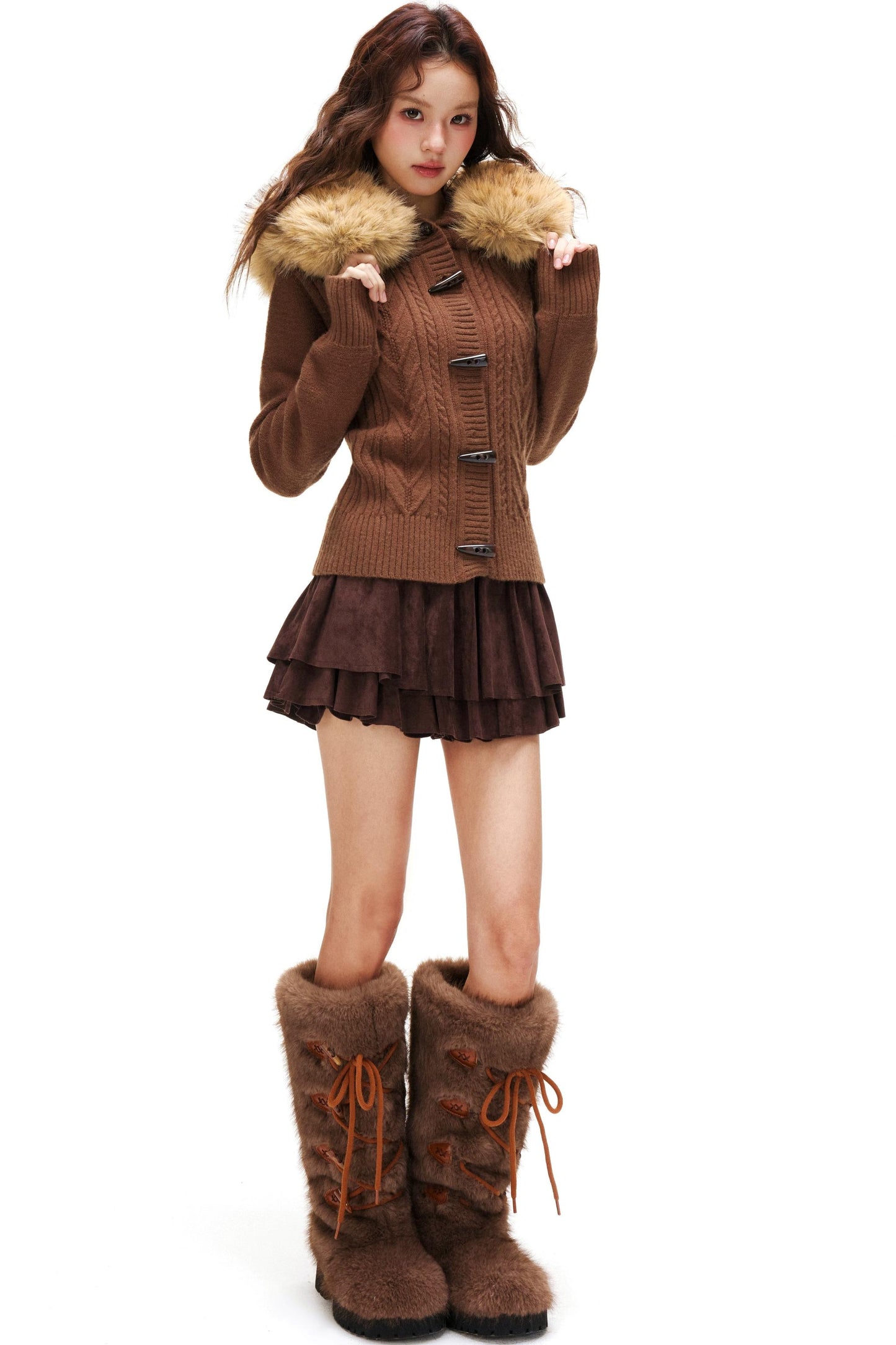 スエードラッフルドスカート