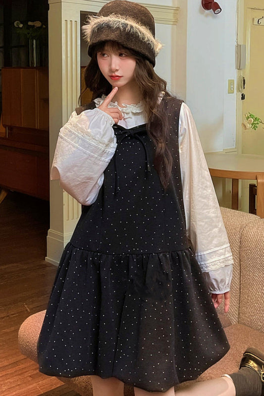 スウィートリトルドットバルーンベストドレス
