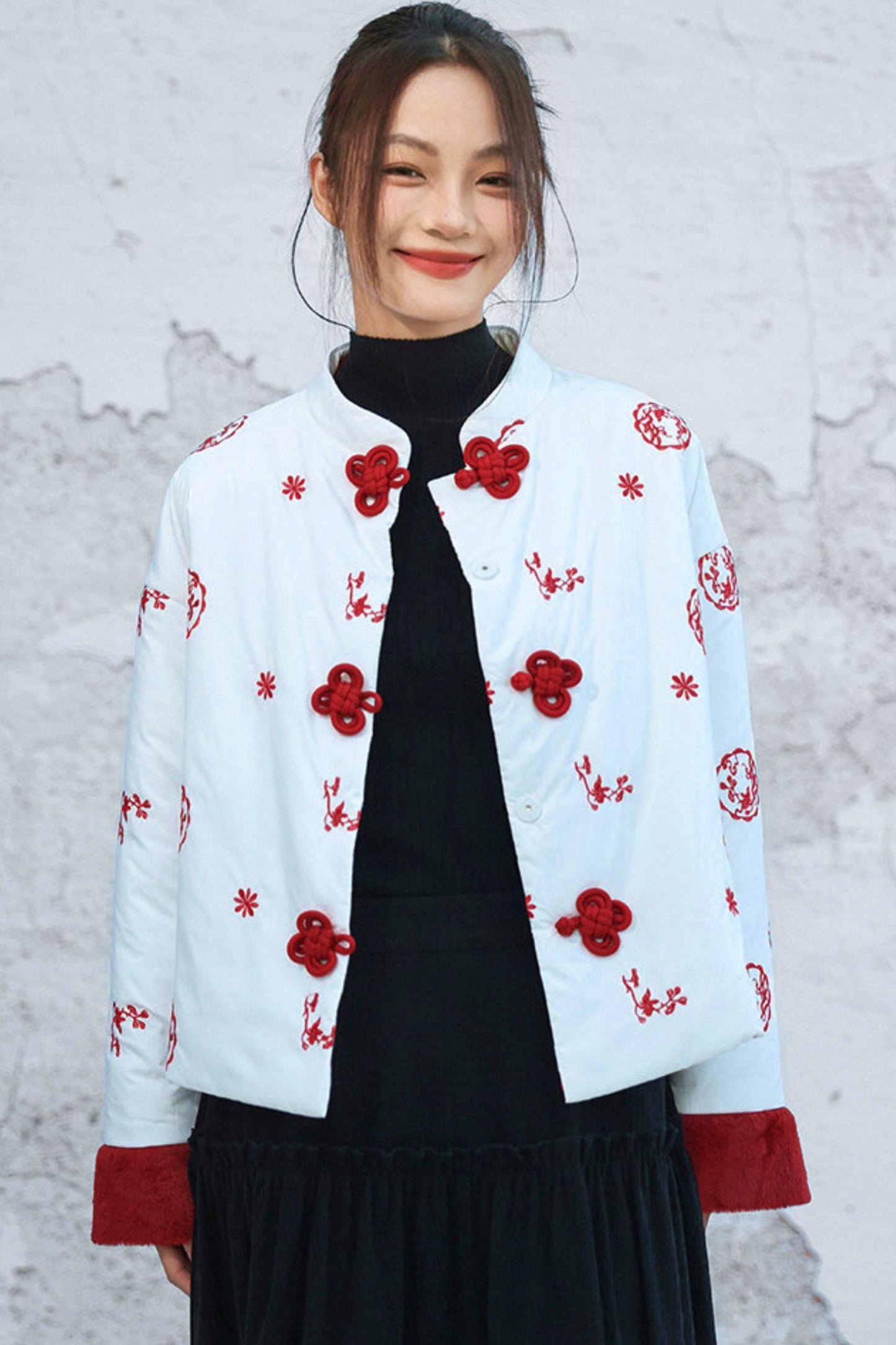 Embroidered Color Blocking Quilted Jacket