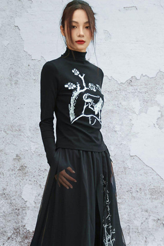 アーティスティックニットスリムフィットトップス