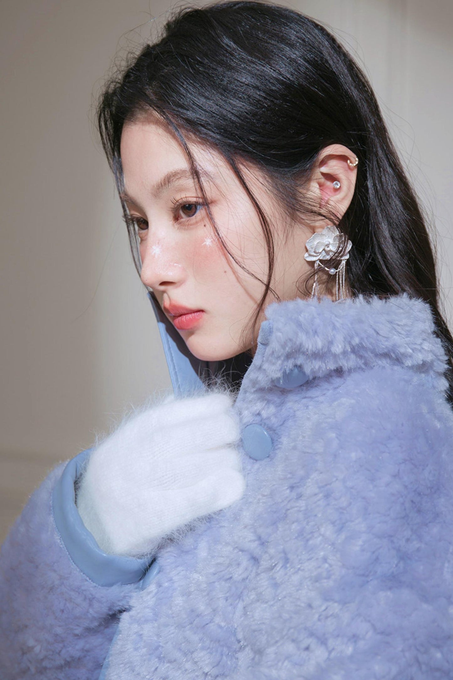 Matte Fleece Stand Collar Coat