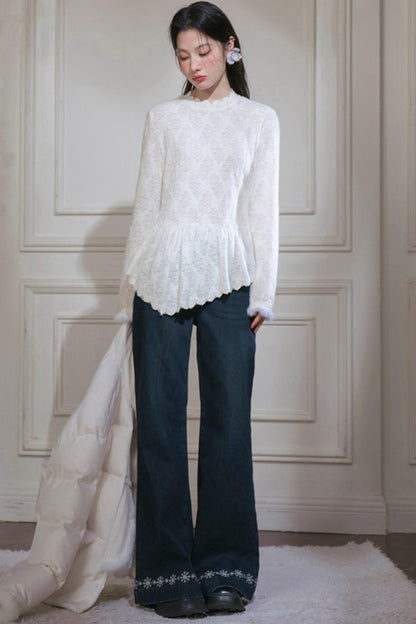 Velvet Lace Rabbit Fur Top