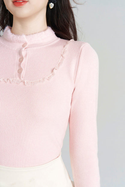 French Slim Stand Collar Top