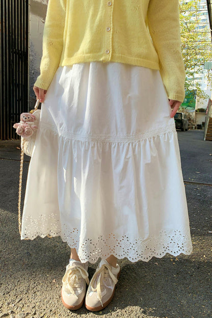 Hollow Lace High-Waisted Skirt