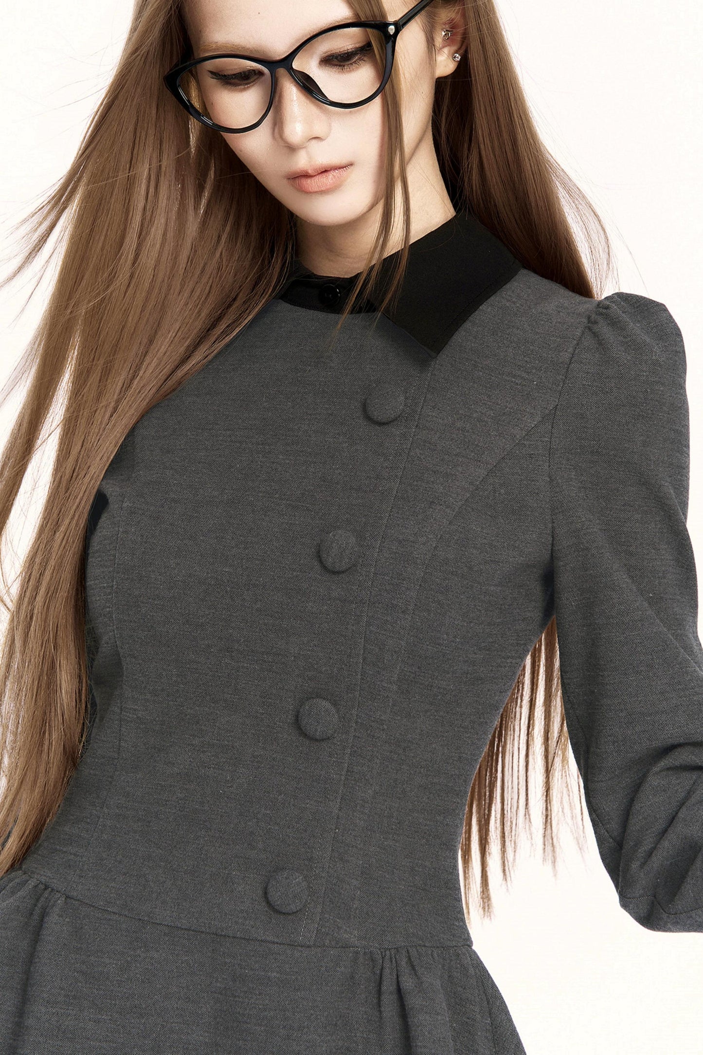 レトロガーリーカラーブロッキングドレス