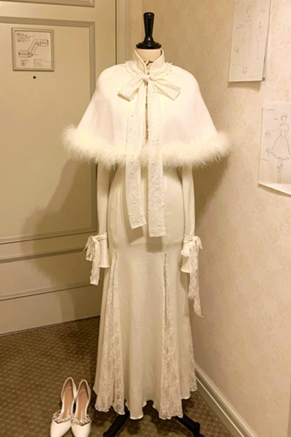 French Lace Waist Slimming Dress + Soft White Longline Croque