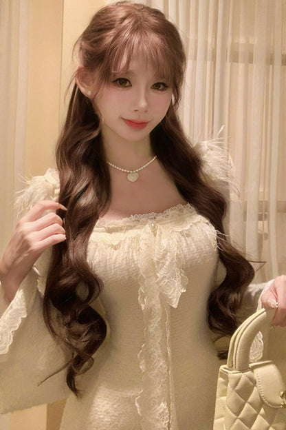 フレンチスイートスリムレースドレス