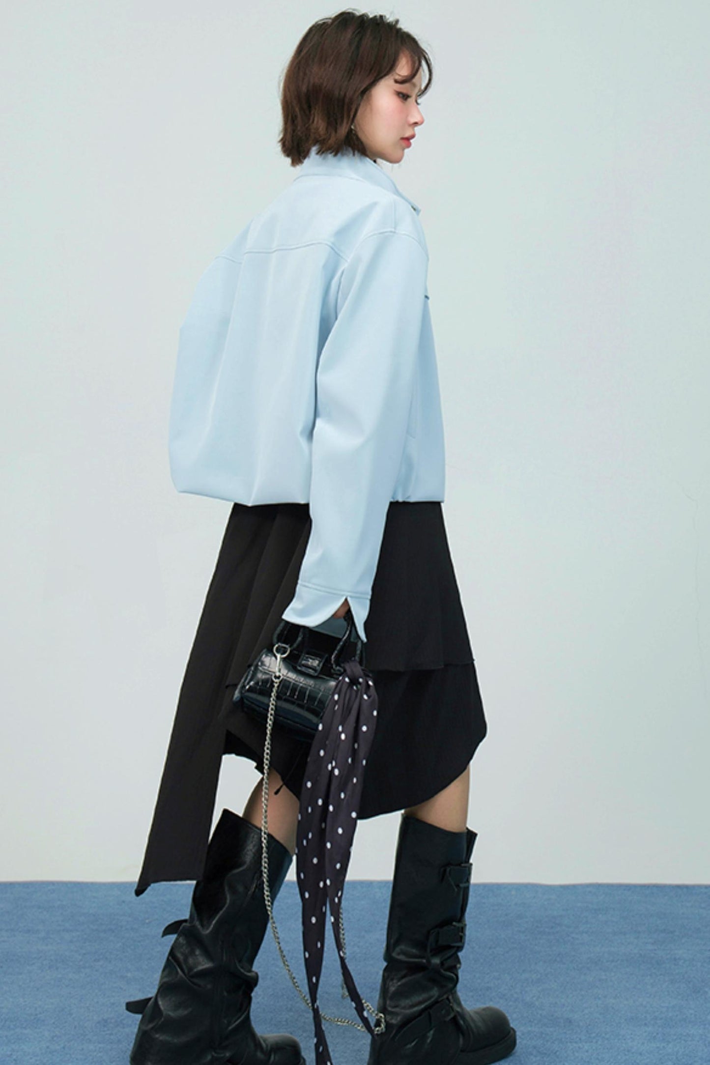 ブルーヴェルヴェットレザージャケット