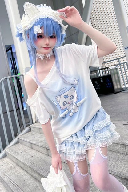 【天使界隈】エンジェルナースキャットTシャツ
