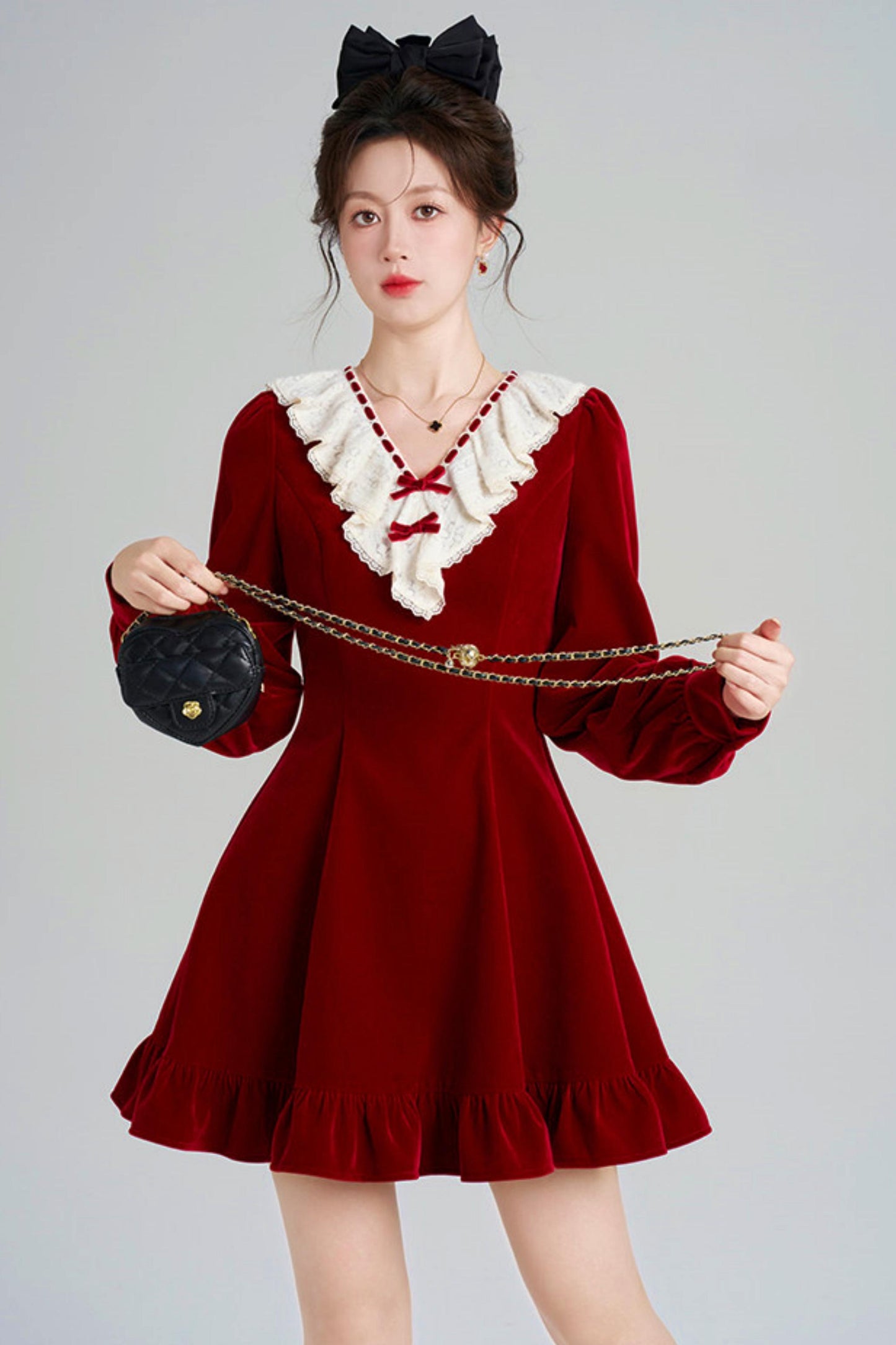 Red Velvet Lace Dress