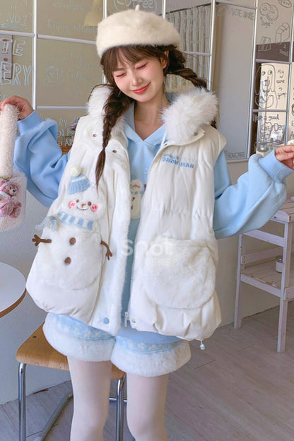 Forest Girl Cartoon Down Vest