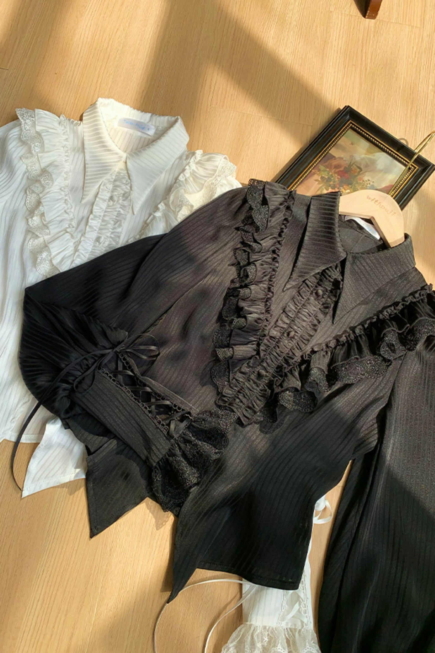 【予約商品】エレガントシフォンランタン袖シャツ