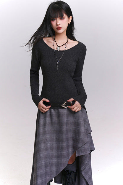 アトモスフェリックケープデザインニットトップ