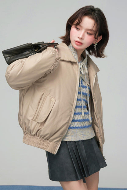 サテンコクーンダウンジャケット