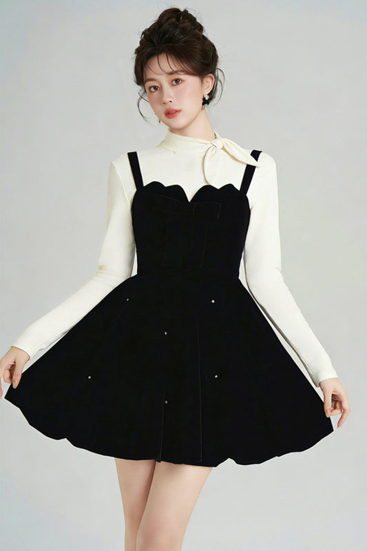 Black Velvet Beaded Dress + Top