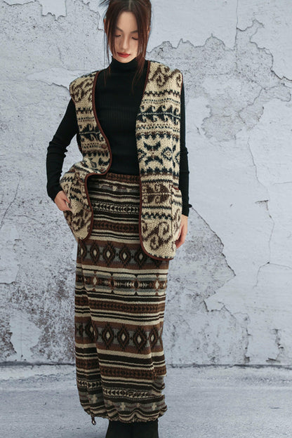 レトロドローストリングファースカート