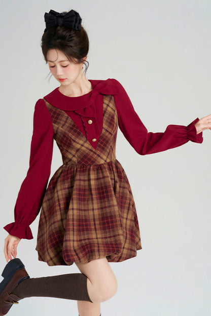 Retro Plaid Sweet Dress
