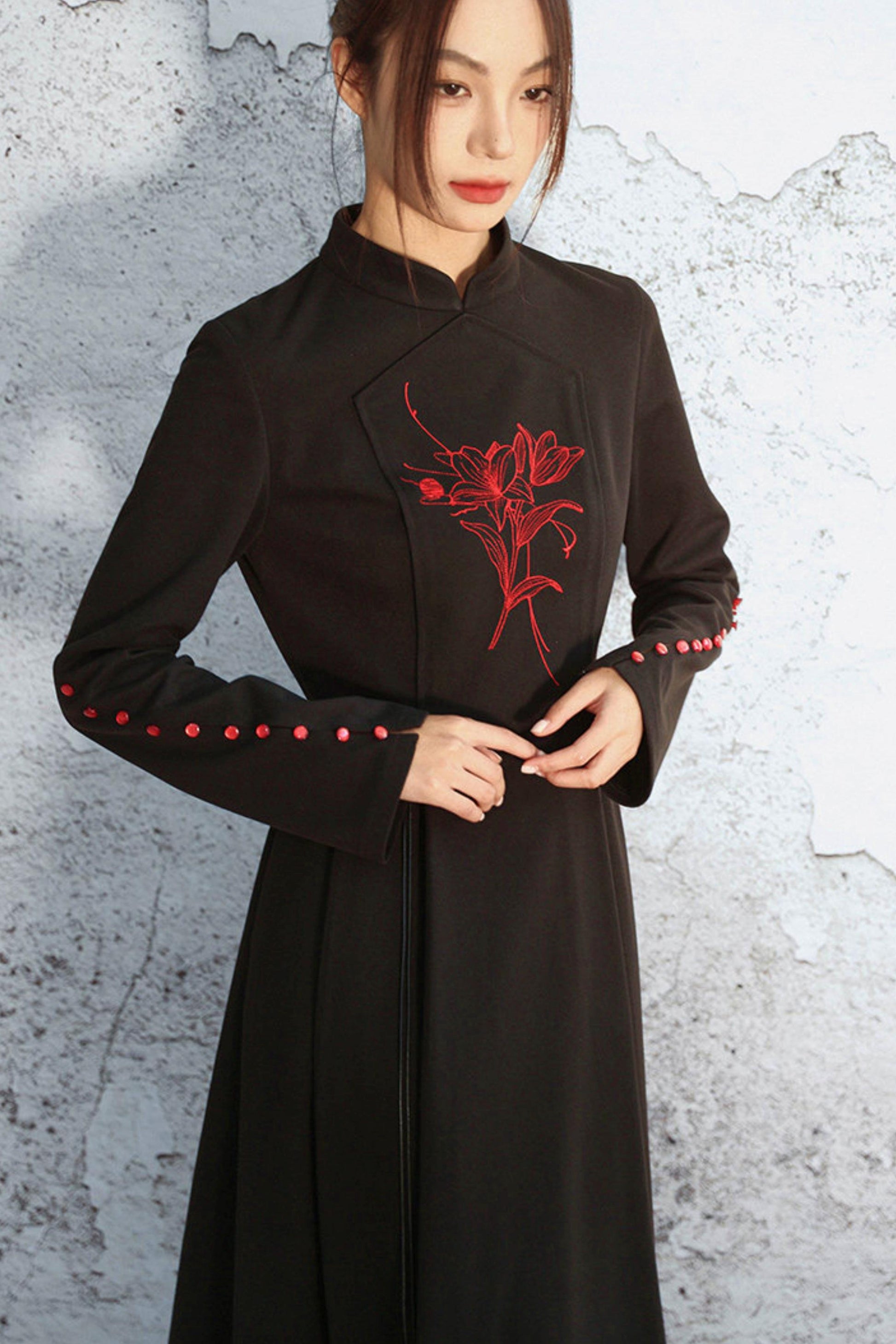 Stand Collar Flare Mode Dress Belchic Stand Collar Flare Mode Dress Belchic