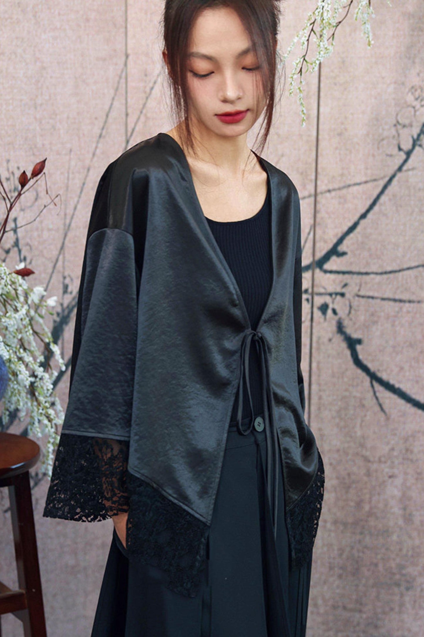 Dark Lace Satin Gown