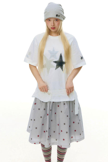 星星貼布寬鬆Y2K上衣
