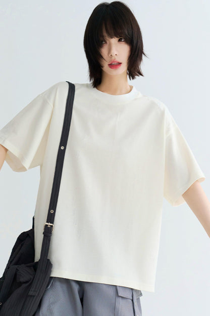 ルーズフィットソリッドカラーティーシャツ