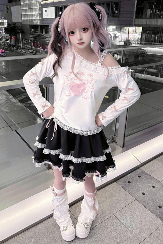 Top Angélique Ours Asymétrique + Jupe Gâteau Étagée