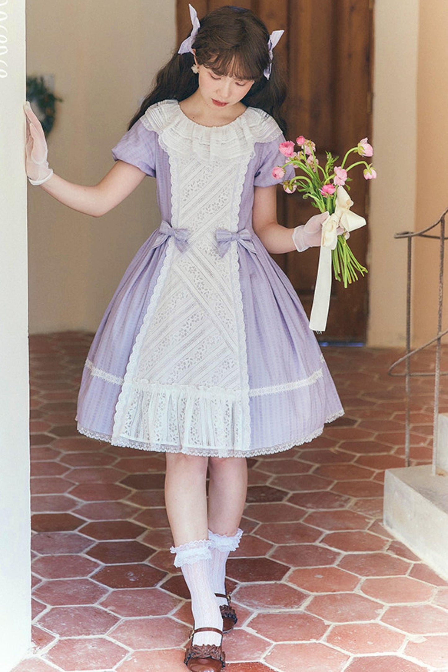 Robe Lolita de Servante avec Dentelle et Rubans