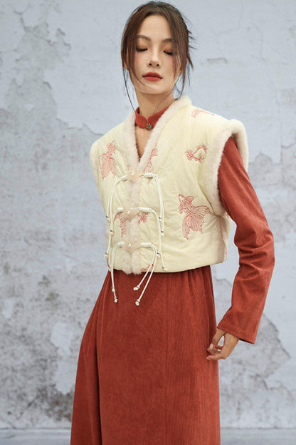 Coy Embroidered Winter Vest