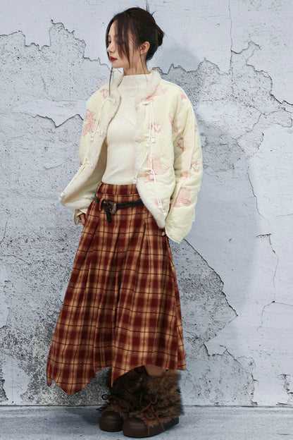 ダブルウエスティッドプラッドスカート