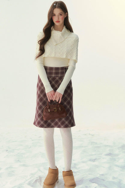 Retro Twist Knit Cape Sweater