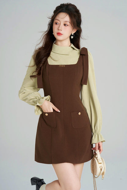 Elegant Waist-Cinching Suit Dress